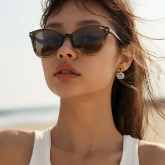 Close-up of brass gold-plated stud earrings showcasing elegant minimalist design.