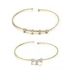 LIVKE’s gold open cuff bracelet with cubic zirconia, styled with a white shirt and watch for modern minimalist elegance.
