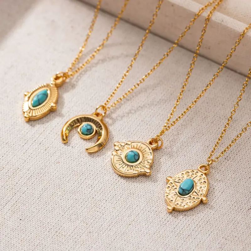 LIVKE’s gold oval bead necklace with intricate vintage texture, styled with a black evening gown for royal-inspired elegance.