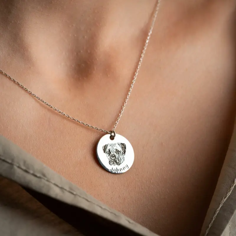 Personalized Stainless Steel Pet Memorial Necklace with Laser-Etched Pet Name "Bella" and Owner's Phone Number - Hypoallergenic Pet Keepsake Jewelry