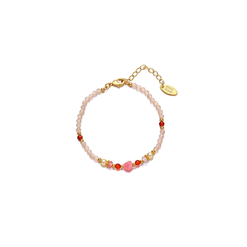 Pink rose quartz and white agate bead jewelry set on gold chain, designed for chakra balancing and minimalist spiritual accessories