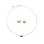 Red and green cubic zirconia tri-ring jewelry set with detachable ear cuffs, perfect for cyberpunk fashion and festival rave accessories